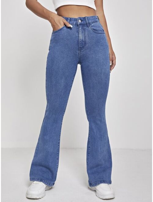 SHEIN PETITE High Waist Flare Leg Jeans