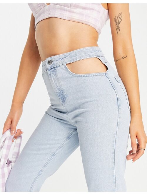 ASYOU cut-out straight jeans in blue