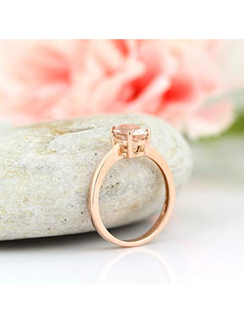 Gngjewel Morganite Collection GNG Natural Morganite Classic Style Solitaire Engagement Ring in 10K Rose Gold