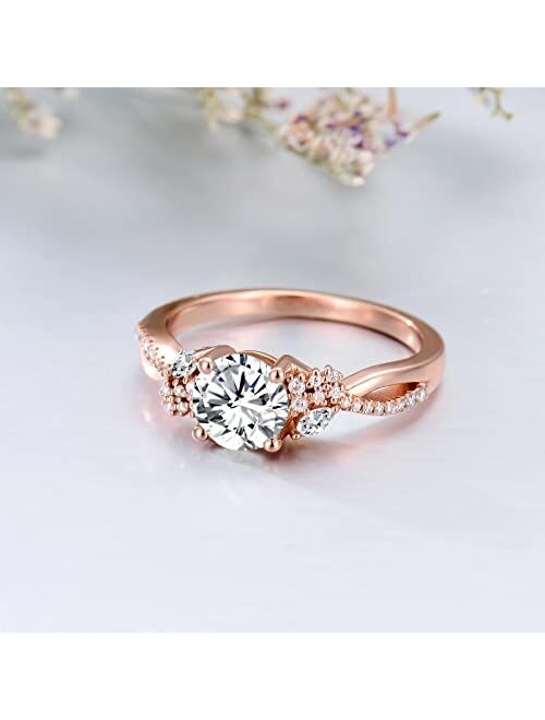 Ydd 10k/14k/18k White Yellow Rose Gold Engagement Ring for Women, 1Carat Blossom Moissanite Engagement Ring for Her Free Engraved