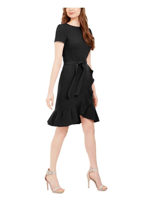 CALVIN KLEIN Ruffled Tulip-Hem Crepe Dress