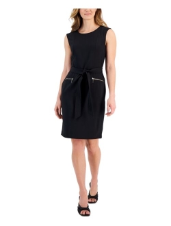 Petite Sleeveless Tie-Waist Sheath Dress