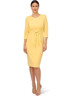 Knit Crepe Tie Waist Sheath Dress