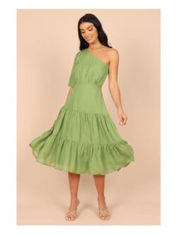 Petal and Pup Womens Milla One Shoulder Tiered Midi Dress