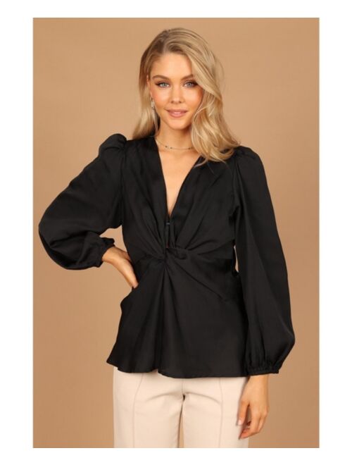 Petal & Pup PETAL AND PUP Womens Karina V Neck Satin Top