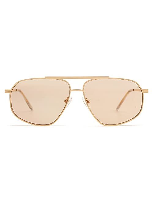 SOJOS Classic Retro Hexagonal Aviator Sunglasses for Women Men Vintage Polygon Sunnies SJ1200