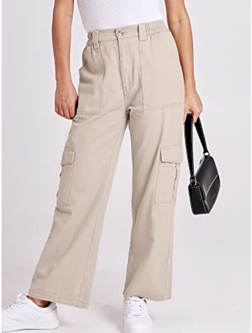 ANRABESSWomen'sCargoPantsHighWaistedBaggyMultiplePocketsCasualTrendyFashionRelaxedFitY2K Trousers