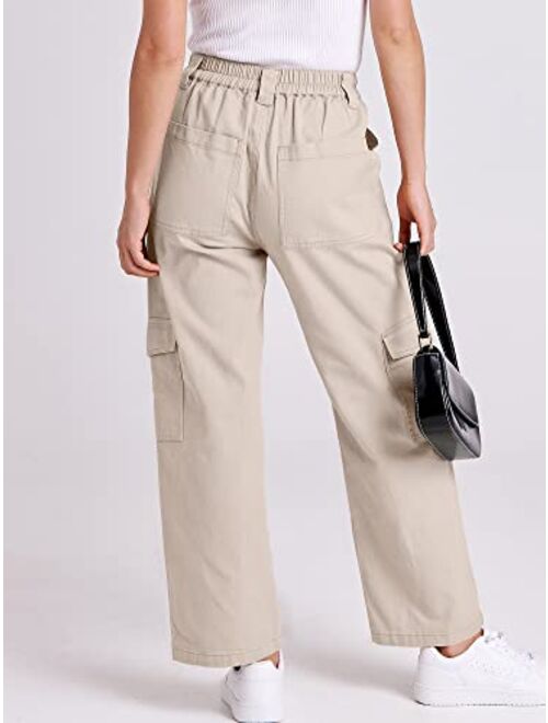 ANRABESSWomen'sCargoPantsHighWaistedBaggyMultiplePocketsCasualTrendyFashionRelaxedFitY2K Trousers