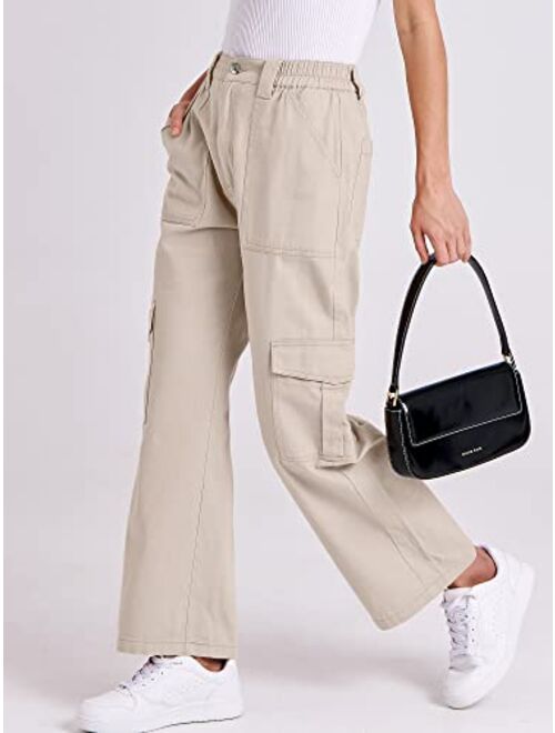 ANRABESSWomen'sCargoPantsHighWaistedBaggyMultiplePocketsCasualTrendyFashionRelaxedFitY2K Trousers