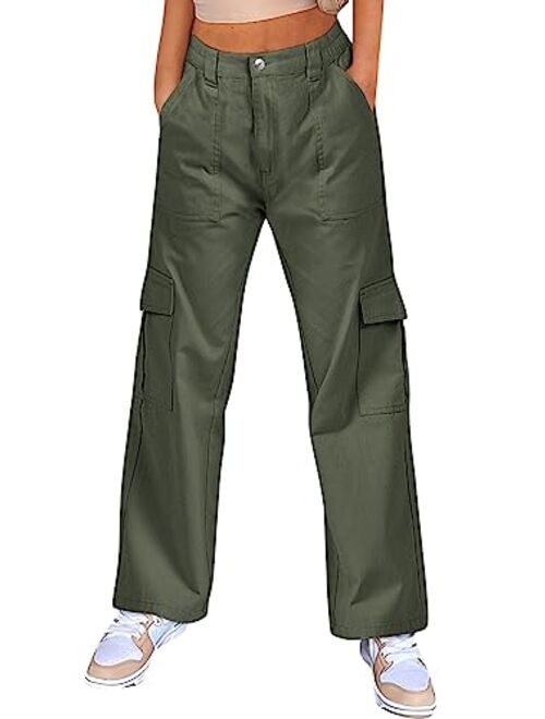 ANRABESSWomen'sCargoPantsHighWaistedBaggyMultiplePocketsCasualTrendyFashionRelaxedFitY2K Trousers