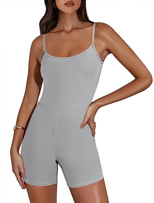 ANRABESS Women Bodysuit Sexy Unitard Shorts Jumpsuits Rompers One Piece Summer Outfits Gym Yoga Workout Clothes