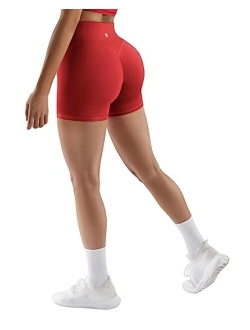 Women No Front Seam Buttery Soft Workout Shorts Ruched High Waisted Tummy Control Gym Shorts