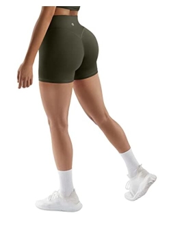 Women No Front Seam Buttery Soft Workout Shorts Ruched High Waisted Tummy Control Gym Shorts