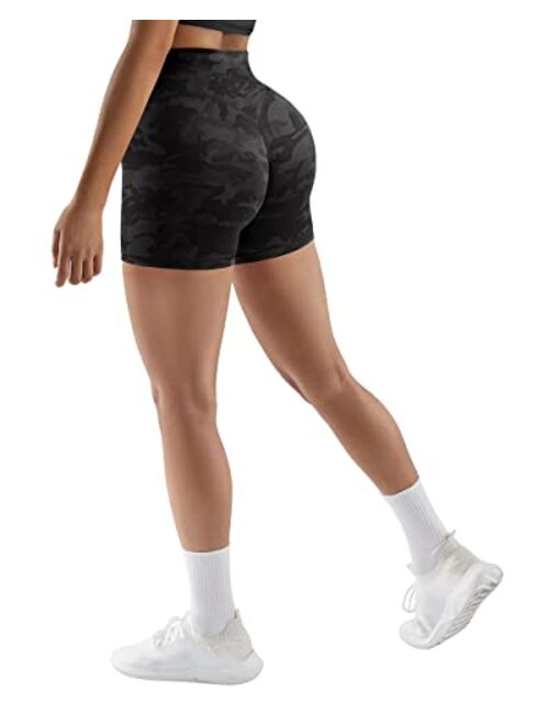 SUUKSESS Women No Front Seam Buttery Soft Workout Shorts Ruched High Waisted Tummy Control Gym Shorts