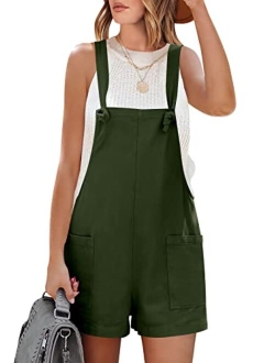 Women's Overalls Casual Loose Sleeveless Adjustable Straps Bib Summer Romper with Pockets