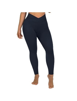 Women Crossover Seamless Leggings Butt Lifting High Waisted Workout Yoga Pants