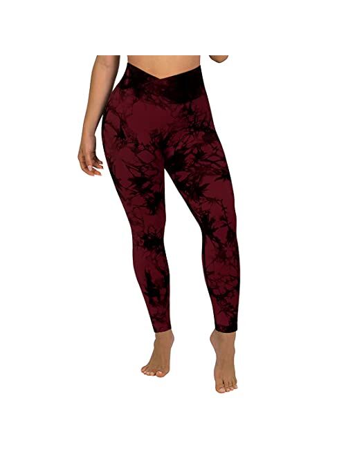 SUUKSESS Women Crossover Seamless Leggings Butt Lifting High Waisted Workout Yoga Pants