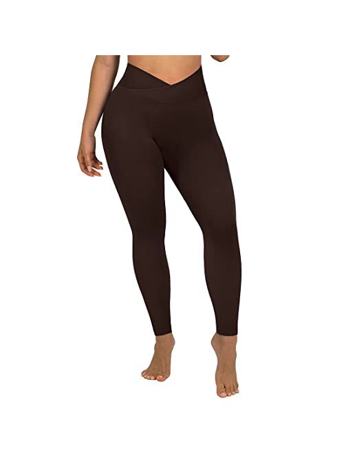 SUUKSESS Women Crossover Seamless Leggings Butt Lifting High Waisted Workout Yoga Pants