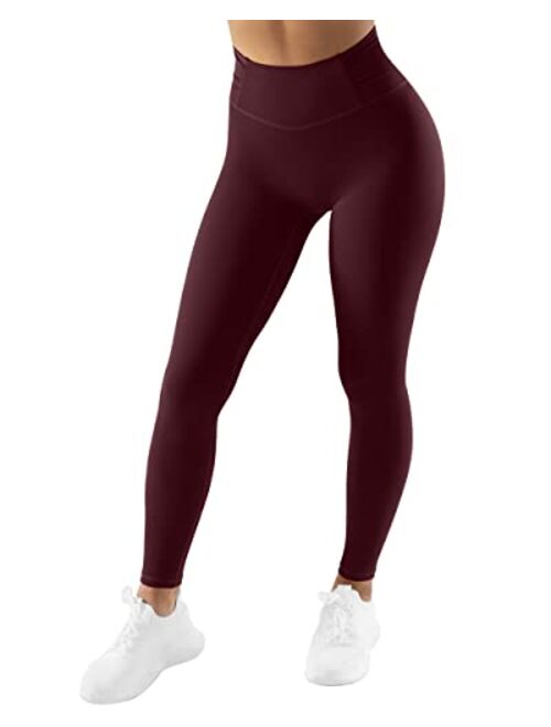 SUUKSESS Women No Front Seam Buttery Soft Leggings Ruched High Waist Yoga Pants