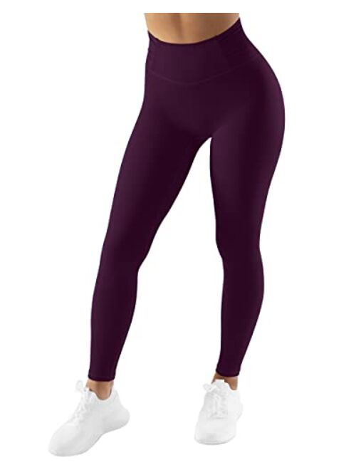 SUUKSESS Women No Front Seam Buttery Soft Leggings Ruched High Waist Yoga Pants