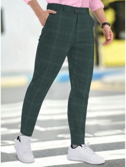 Manfinity Mode Men Plaid Slant Pocket Suit Pants