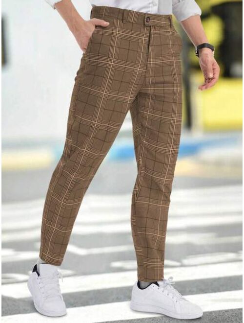 Manfinity Mode Men Plaid Slant Pocket Suit Pants