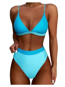 Women High Waisted High Cut Bikini Set Sexy Triangle Two Piece Swimsuits