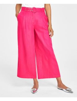 I.N.C. International Concepts Women's Linen Cropped Wide-Leg Pants, Created for Macy's