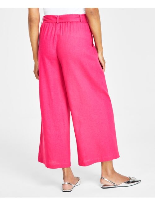 I.N.C. International Concepts Women's Linen Cropped Wide-Leg Pants, Created for Macy's