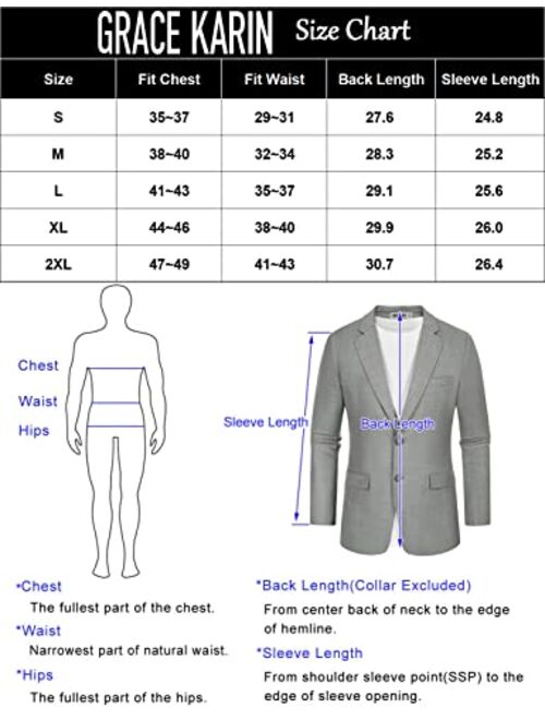 GRACE KARIN Men's Casual Blazer Sport Coat Lightweight 2 Button Business Suit Jackets