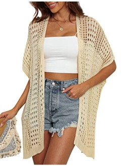 Womens Crochet Swimsuit Cover Up Beach Kimono Cardigans Cover Ups Summer Bathing Suit Coverups