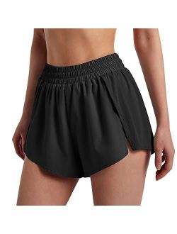 Women 2 in 1 Flowy Running Shorts Quick Dry High Waisted Athletic Short