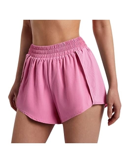 Women 2 in 1 Flowy Running Shorts Quick Dry High Waisted Athletic Short