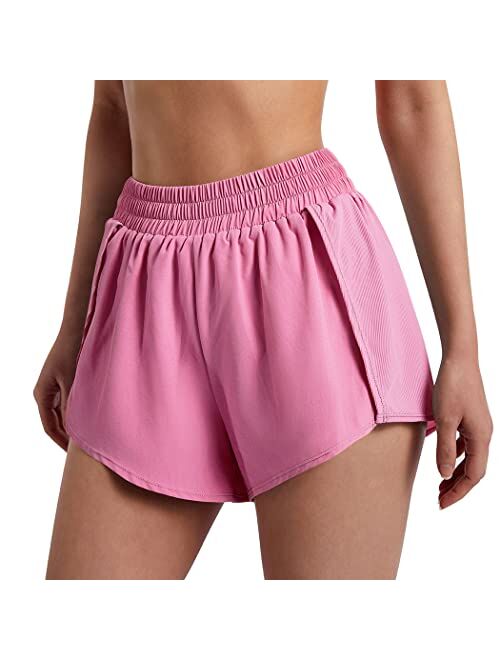 SUUKSESS Women 2 in 1 Flowy Running Shorts Quick Dry High Waisted Athletic Short