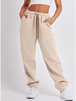 Women Sweatpants Baggy High Waist Fleece Athletic Jogger Pant Trousers Y2K Teen Girls