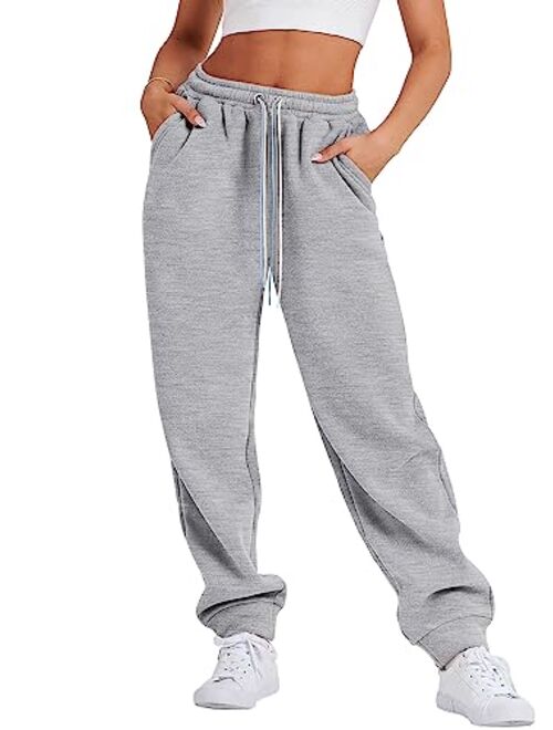 ANRABESS Women Sweatpants Baggy High Waist Fleece Athletic Jogger Pant Trousers Y2K Teen Girls