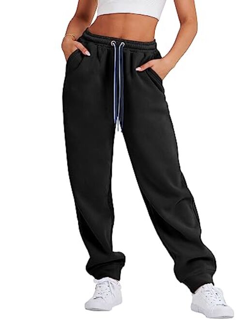 ANRABESS Women Sweatpants Baggy High Waist Fleece Athletic Jogger Pant Trousers Y2K Teen Girls