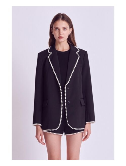 ENDLESS ROSE Women's Pearl-Trimmed Blazer