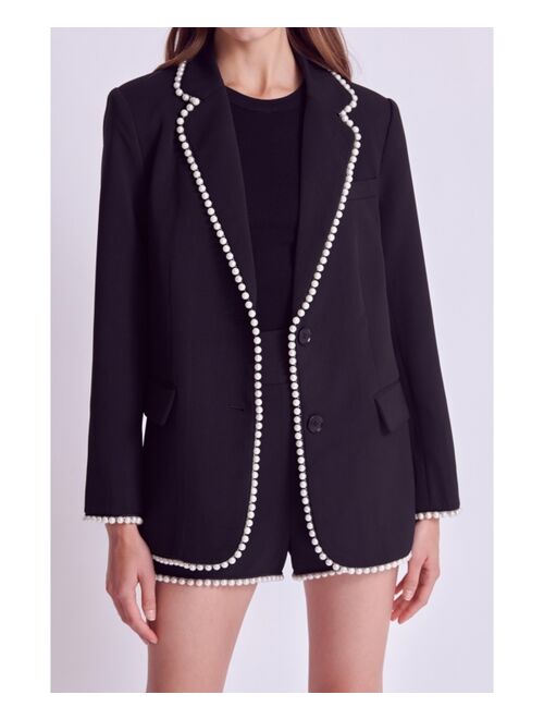 ENDLESS ROSE Women's Pearl-Trimmed Blazer