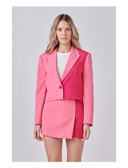 ENDLESS ROSE Women's Colorblock Short Blazer