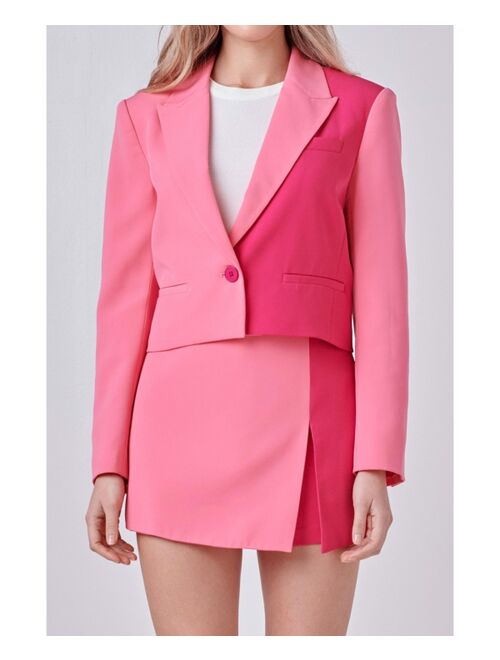 ENDLESS ROSE Women's Colorblock Short Blazer