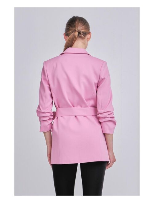 ENDLESS ROSE Women's Sleeve Cinched 3/4 Blazer