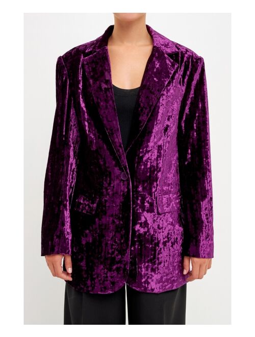 ENDLESS ROSE Women's Oversized Velvet Blazer