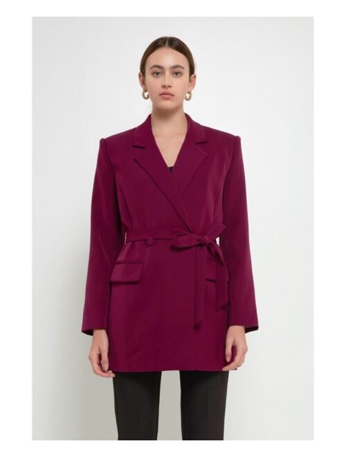 ENDLESS ROSE Women's Straight Belted Blazer