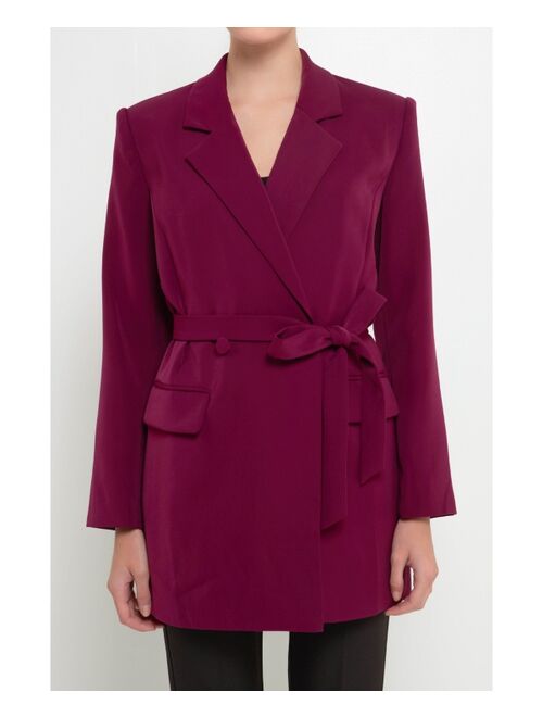 ENDLESS ROSE Women's Straight Belted Blazer