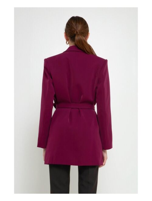 ENDLESS ROSE Women's Straight Belted Blazer