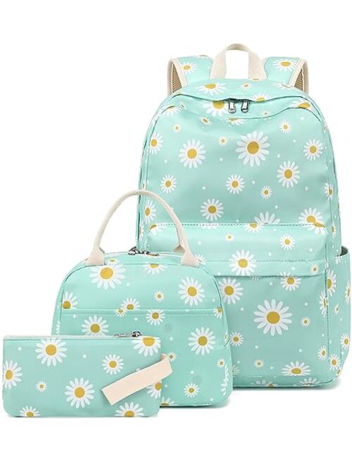 LEDAOU Backpack for Girls School Bag Kids Bookbag Teen Backpack Set Daypack with Lunch Bag and Pencil Case