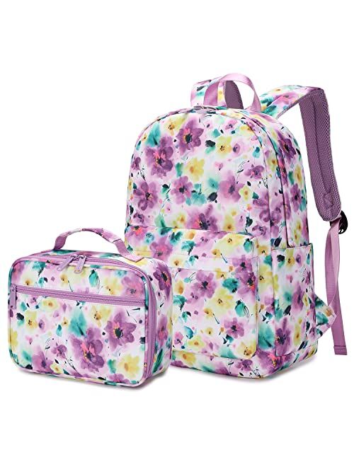 ecodudo Cow Print Girls Backpack Set for Teens Backpacks School Bookbags with Lunch Bag (Cow Print)