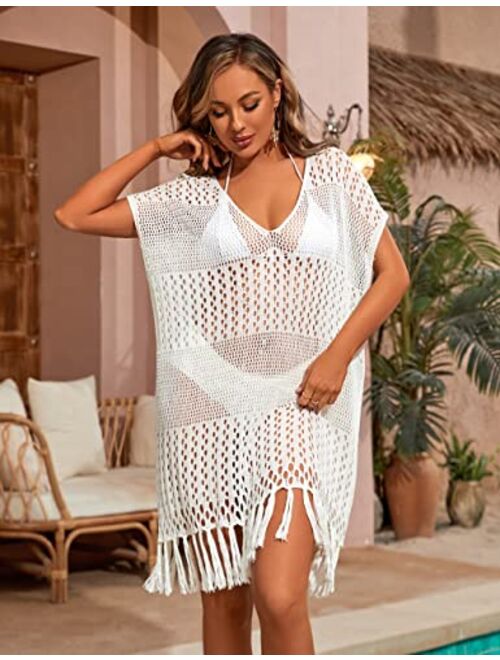 Blooming Jelly Womens Swimsuit Coverup Crochet Swimwear Cover Ups V Neck Bathing Suit Beach Cover Up