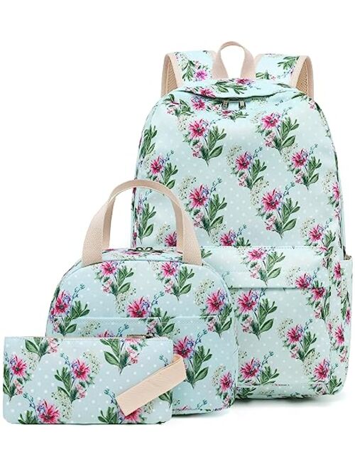 CAMTOP School Backpack Set Girls School bookbag with Lunch Box Teens Girls Schoolbag with laptop compartment Travel Backpacks (Y0094-3 Pink)